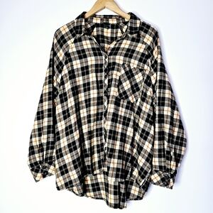 Pockets Flannel Button Wild Fable Long Sleeve XXL